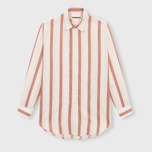 Cordera Wide Stripes Shirt, one size! Terracotta and cream.